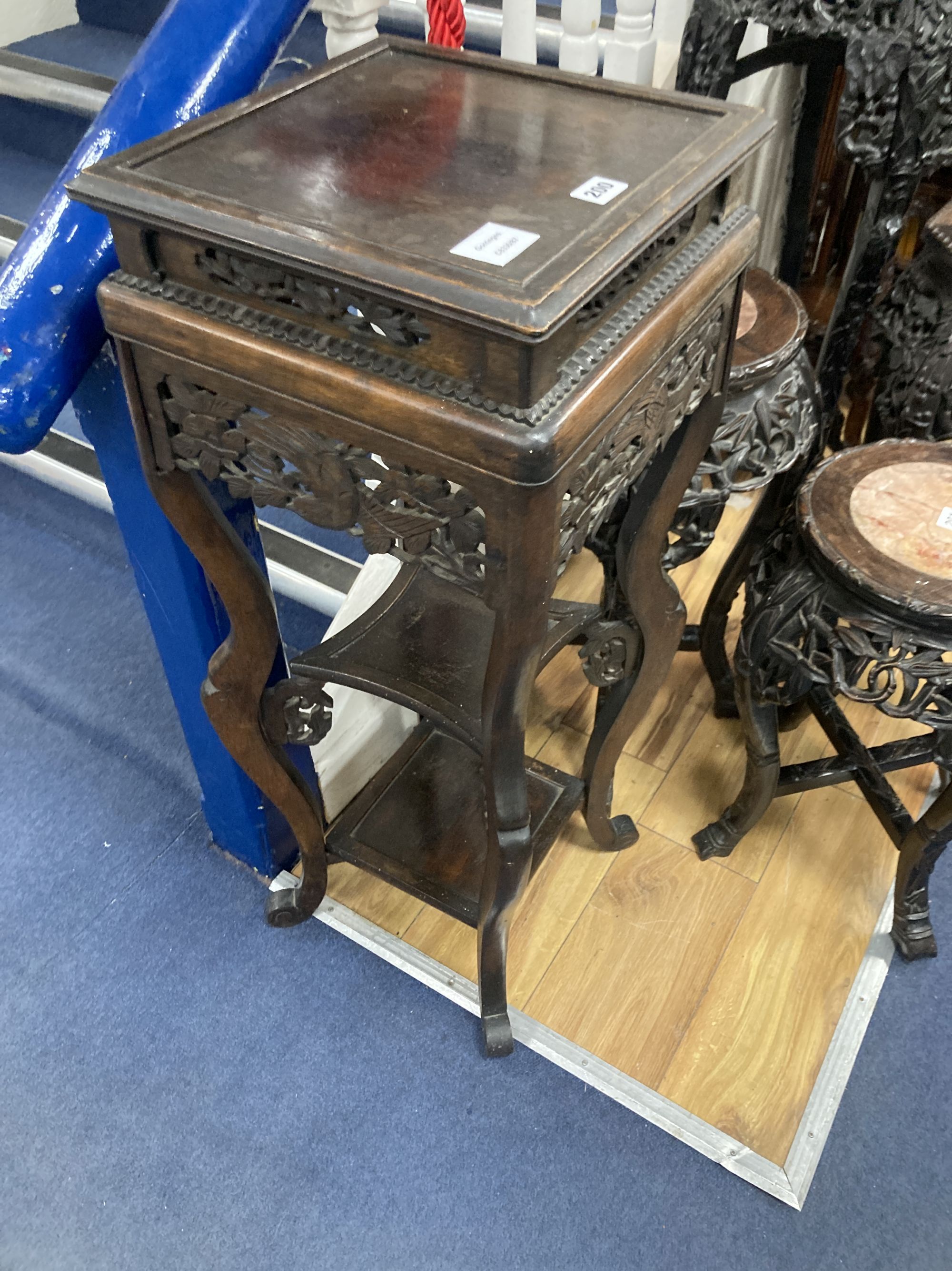 A Japanese jardiniere stand, width 34cm depth 34cm height 86cm